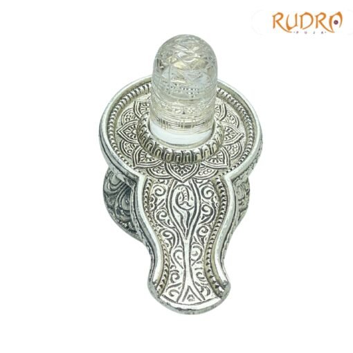 Sphatik-Carved-Lingam-With-German-Silver-Base-4-by-5.5-Inches-487-Grams-FP-C.jpg