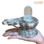 Sphatik Lingam With German Silver Base 4.5 by 5.5 Inches 485 Grams