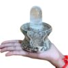 Sphatik Lingam With German Silver Base 4.5 by 5.5 Inches 485 Grams