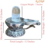 Sphatik Lingam With German Silver Base 4.5 by 5.5 Inches 485 Grams