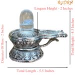 Sphatik Lingam With German Silver Base 4.5 by 5.5 Inches 493 Grams