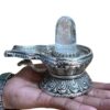 Sphatik Lingam With German Silver Base (471 Gram )