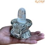 Sphatik Lingam With German Silver Base (471 Gram )