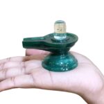 Lab Certified Sphatik Lingam With Green Jade Base - (117 Grams) - 2.25 Inches - (Rudrapuja)
