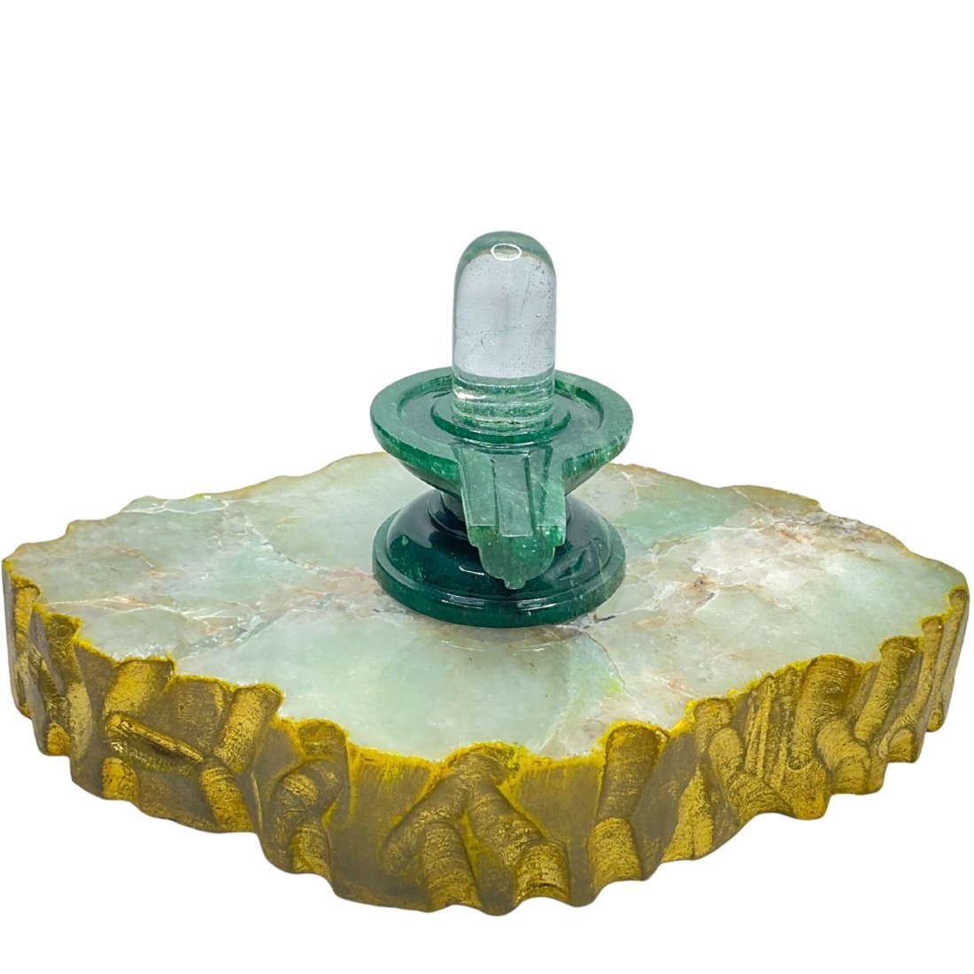 Lab Certified Sphatik Lingam With Green Jade Base - (148 Grams) - 2.75 Inches 1 Lab-Certified-Sphatik-Lingam-With-Green-Jade-Base-148-Grams-2.75-Inches-Mp-C.jpg