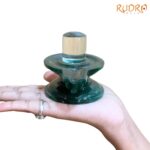 Lab Certified Sphatik Lingam With Green Jade Base - (305 Grams) - 2.75 Inches - (Rudrapuja)