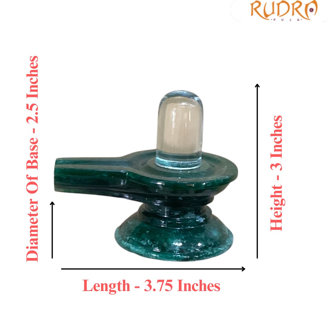 Original Sphatik Lingam With Green Jade Base - 3 Inches - ( 283 Gram )