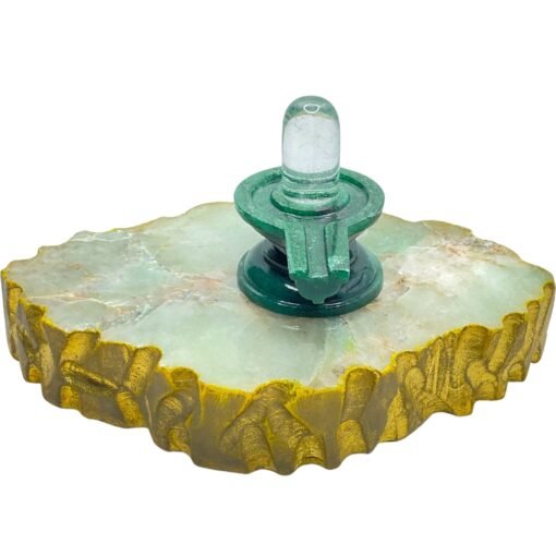 Pure Sphatik Lingam With Green Jade Base - (142 Grams) - 2.5 Inches 8 Pure-Sphatik-Lingam-With-Green-Jade-Base-142-Grams-2.5-Inches-Mp-C.jpg