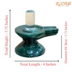 Pure Sphatik Lingam With Green Jade Base - (445 Grams) - (3.75 Inches) - (Rudrapuja)
