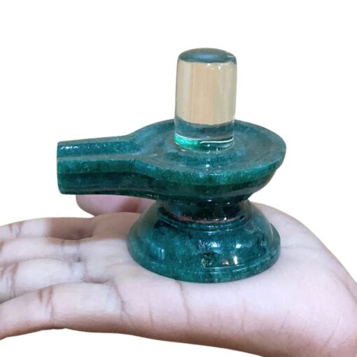Rudrapuja Original Sphatik Lingam With Green Jade Base - 3.25 Inch ( 220 Gram )