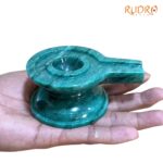 Rudrapuja Sphatik Lingam With green Jade base 3.75 inches - 531 Grams