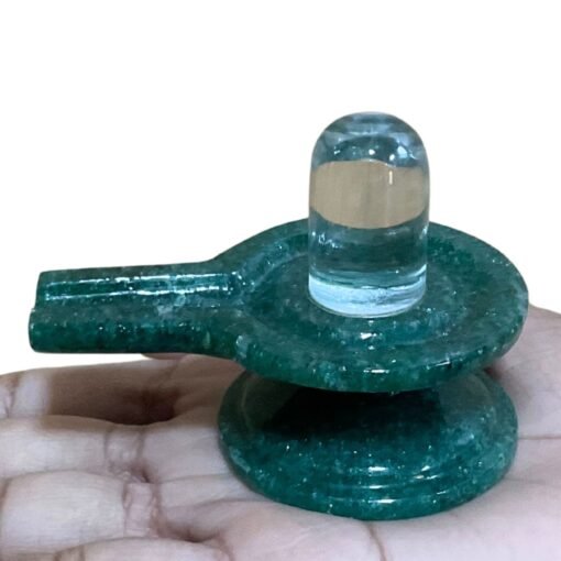 Sphatik Lingam With Green Jade Base - 103 Gm