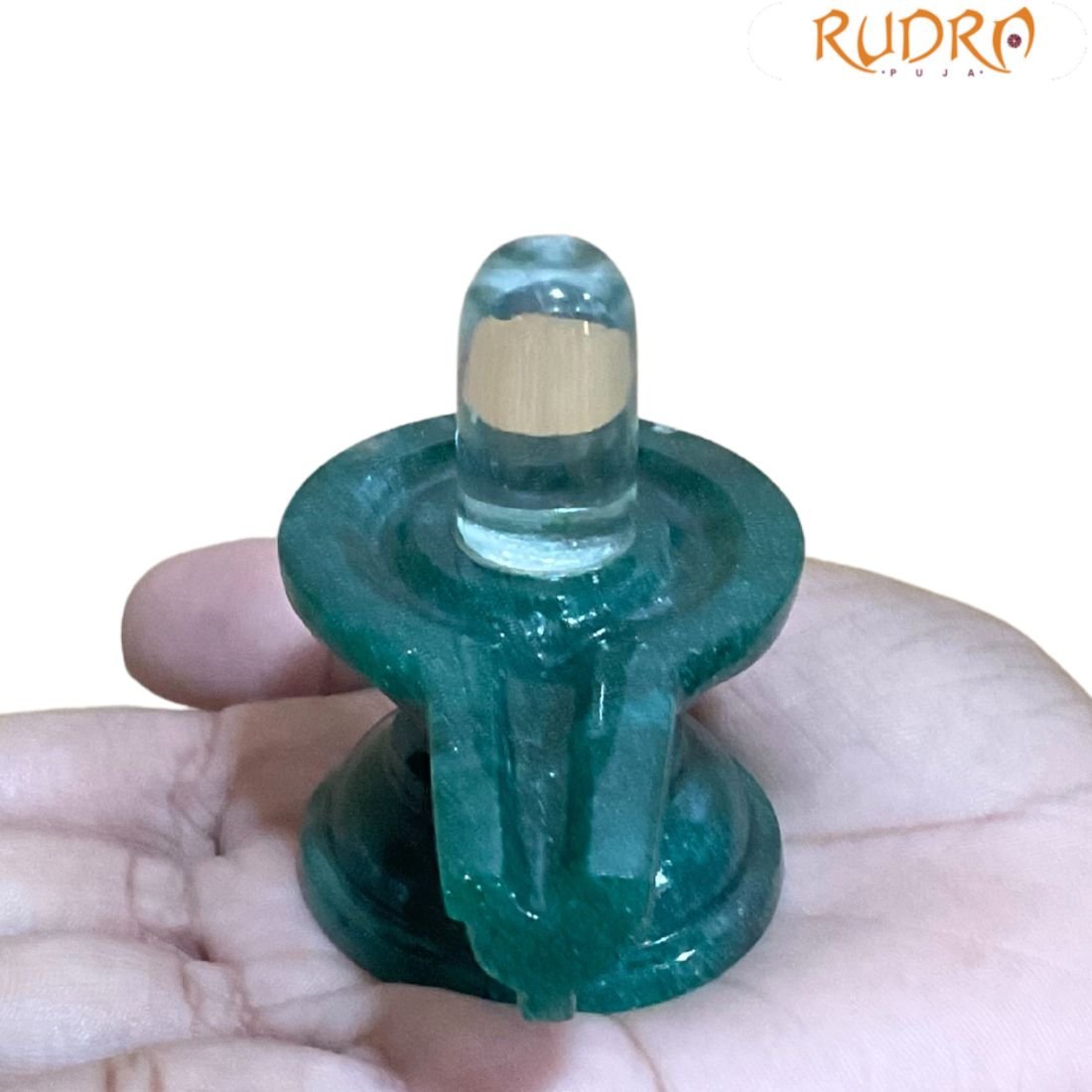 Sphatik Lingam With Green Jade Base - (122 Grams)
