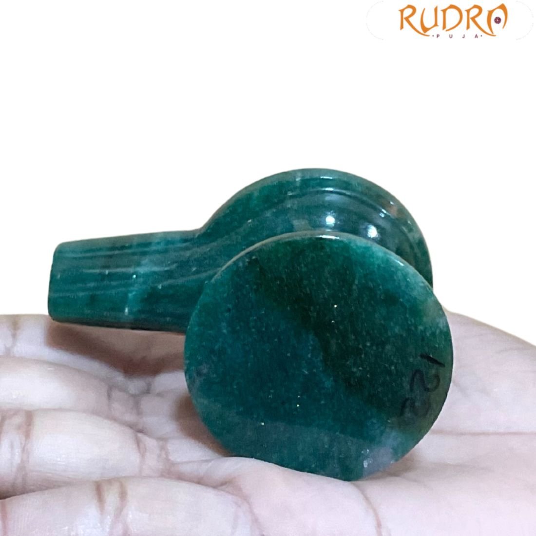 Sphatik Lingam With Green Jade Base - (122 Grams)
