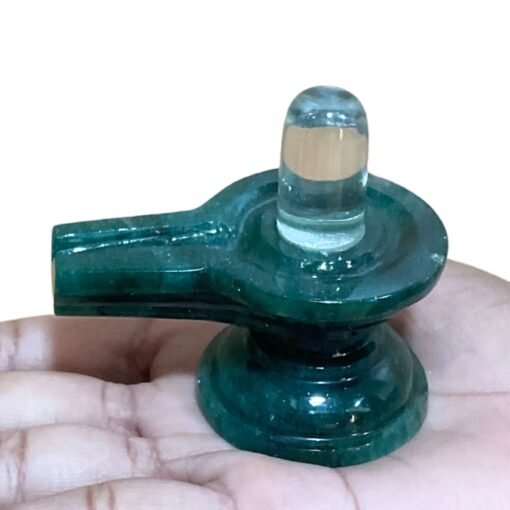 Sphatik Lingam With Green Jade Base - (122 Grams)