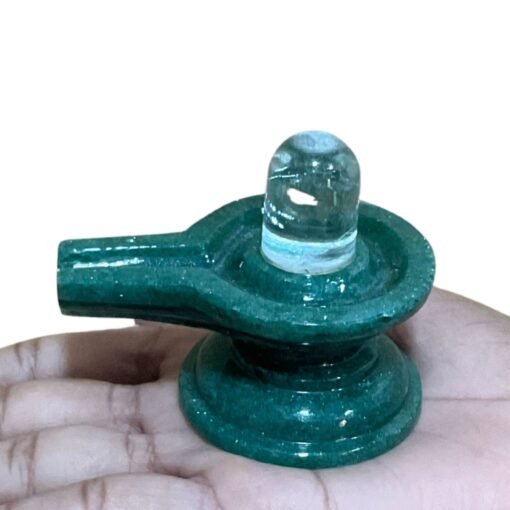 Sphatik Lingam With Green Jade Base 142 Gm 2.25 Inch