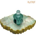 Alternative view of Sphatik Lingam With Green Jade Base - (145 Grams)  - 2.5 Inches