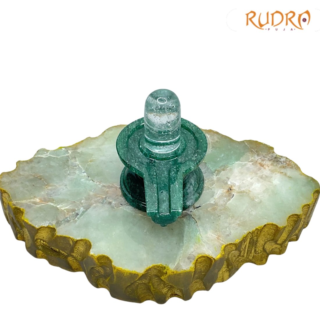 Sphatik Lingam With Green Jade Base - (145 Grams) - 2.5 Inches 2 Sphatik Lingam With Green Jade Base - (145 Grams)  - 2.5 Inches - Image 2