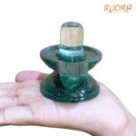 Sphatik Lingam With Green Jade Base - (199 Grams) - 2.5 Inches - (Rudrapuja)