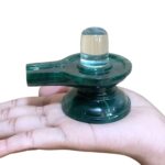 Sphatik Lingam With Green Jade Base - (199 Grams) - 2.5 Inches - (Rudrapuja)