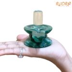 Sphatik Lingam With Green Jade Base - 2.25 Inches - (217 Grams) - (Rudrapuja)