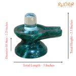 Sphatik Lingam With Green Jade Base - 2.5 Inches - (182 Grams) - (Rudrapuja)