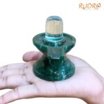 Sphatik Lingam With Green Jade Base - 2.75 Inches - (210 Grams) - ( Rudrapuja)