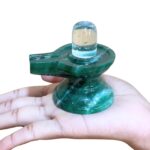 Sphatik Lingam With Green Jade Base - 2.75 Inches - (210 Grams) - ( Rudrapuja)