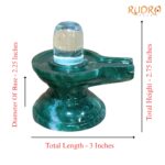 Sphatik Lingam With Green Jade Base - 2.75 Inches - (210 Grams) - ( Rudrapuja)