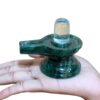 Sphatik Lingam With Green Jade Base - 2.75 Inches - 221 Grams - (Rudrapuja)