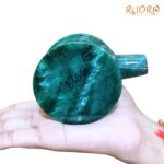 Sphatik Lingam With Green Jade Base - 2.75 Inches - (365 Grams) - (Rudrapuja)