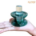 Sphatik Lingam With Green Jade Base - 2.75 Inches - (365 Grams) - (Rudrapuja)