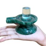 Sphatik Lingam With Green Jade Base - 2.75 Inches - (365 Grams) - (Rudrapuja)