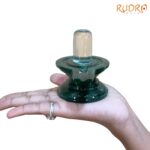 Sphatik Lingam With Green Jade Base - 3 Inches - 288 Grams - (Rudrapuja)