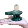 Sphatik Lingam With Green Jade Base - 3 Inches - 288 Grams - (Rudrapuja)