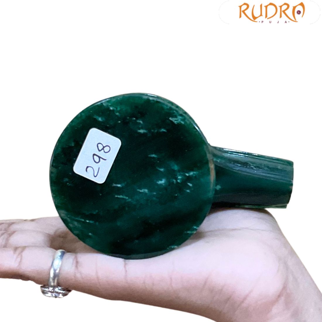 Sphatik Lingam With Green Jade Base - 3 Inches - (298 Grams)