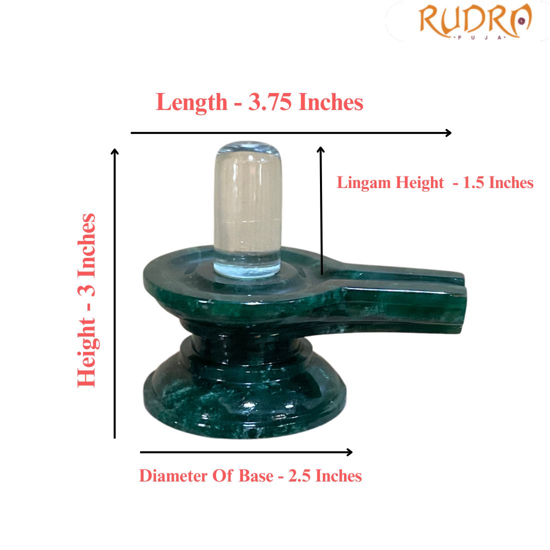 Sphatik Lingam With Green Jade Base - 3 Inches - (298 Grams)