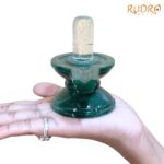 Sphatik Lingam With Green Jade Base - 3.25 Inches - (288 Grams) - ( Rudrapuja)