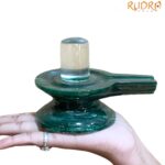 Sphatik Lingam With Green Jade Base - 3.25 Inches - (583 Grams)