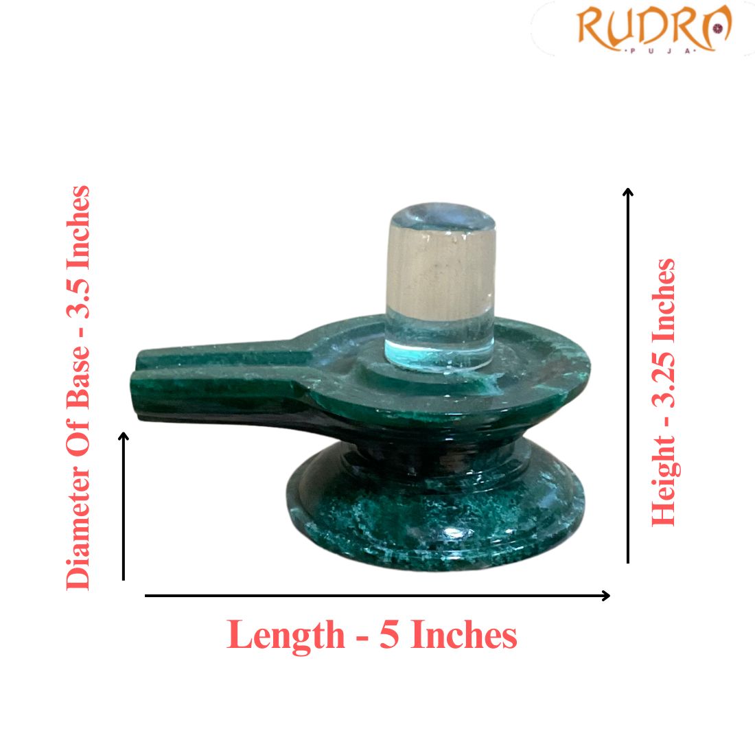 Sphatik Lingam With Green Jade Base - 3.25 Inches - (583 Grams)