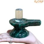 Sphatik Lingam With Green Jade Base - 3.5 Inches - (490 Grams)