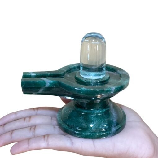 Sphatik Lingam With Green Jade Base 373 Gm