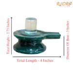 Sphatik Lingam With Green Jade Base - (402 Grams) - 2.75 Inches - (Rudrapuja)