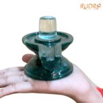 Sphatik Lingam With Green Jade Base - (465 Grams) - 3 Inches - Rudrapuja