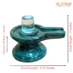 Sphatik Lingam With Green Jade Base - (465 Grams) - 3 Inches - Rudrapuja