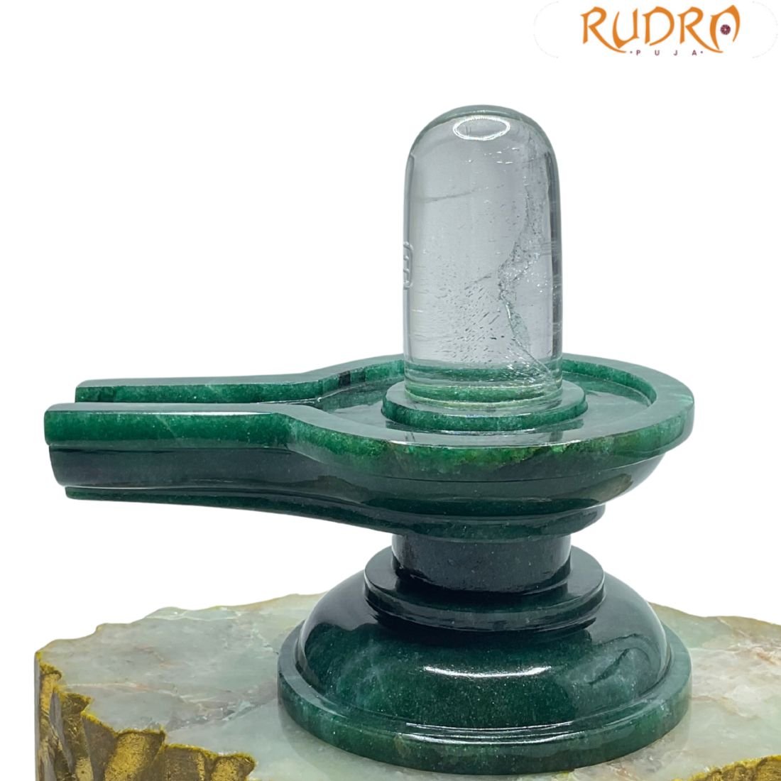 Sphatik Lingam With Green Jade Base - (730 Grams) - 5 Inches 4 Sphatik Lingam With Green Jade Base - (730 Grams) - 5 Inches