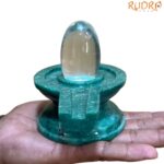 Sphatik Lingam With Green Jade Base - 802 Grams - (4.25 Inches )