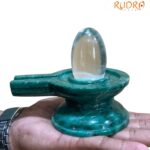 Sphatik Lingam With Green Jade Base - 802 Grams - (4.25 Inches )