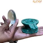 Sphatik Lingam With Green Jade Base - 802 Grams - (4.25 Inches )