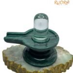 Sphatik Lingam With Green Jade Base - (835 Grams) - 5 Inches
